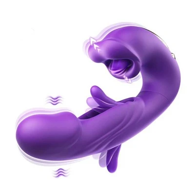 3 Txoj Kev Tus nplaig Vibrating Dildo nrog poj niam lub qhov ncauj lub qhov ncauj rau cov clitoris thiab g chaw